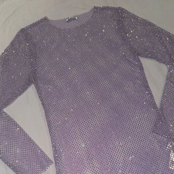 Free People Lilac Crystal Mesh Top - Picture 8 of 9